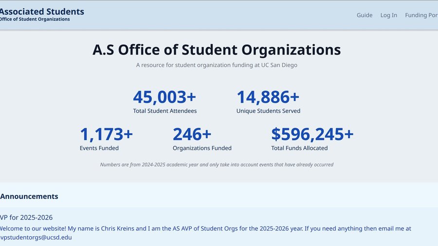 AS Office of Student Organizations funding site