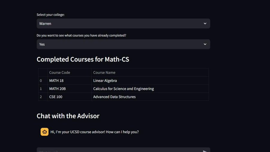 Course Planner chat and completed-courses UI